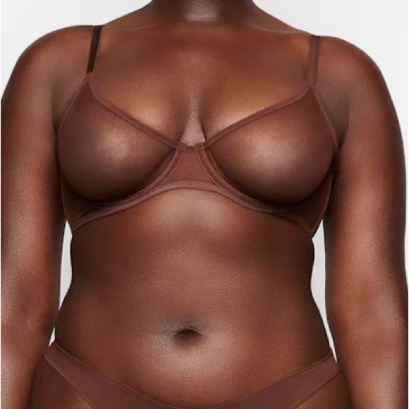 NEW SKIMS Ultra Fine Mesh Scoop Bra Underwire, Brown Mahogany Size 42A Ultrafine - Picture 4 of 14